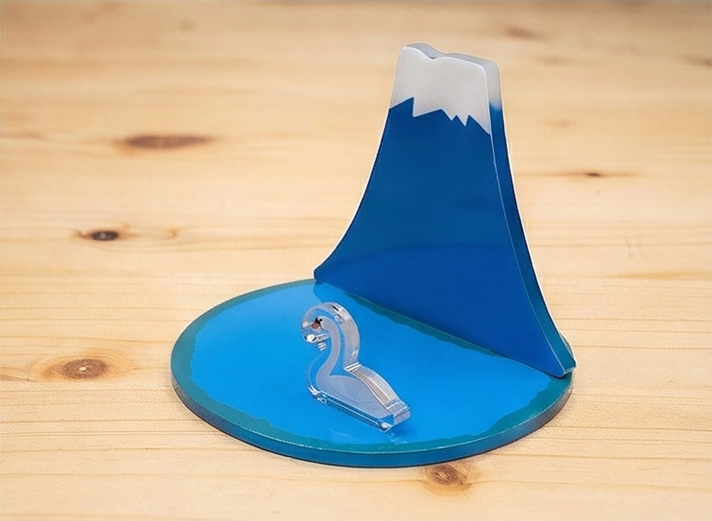 Acryl Smartphone-Ständer Fuji-san – Mount-Fuji-Design mit Schwan
