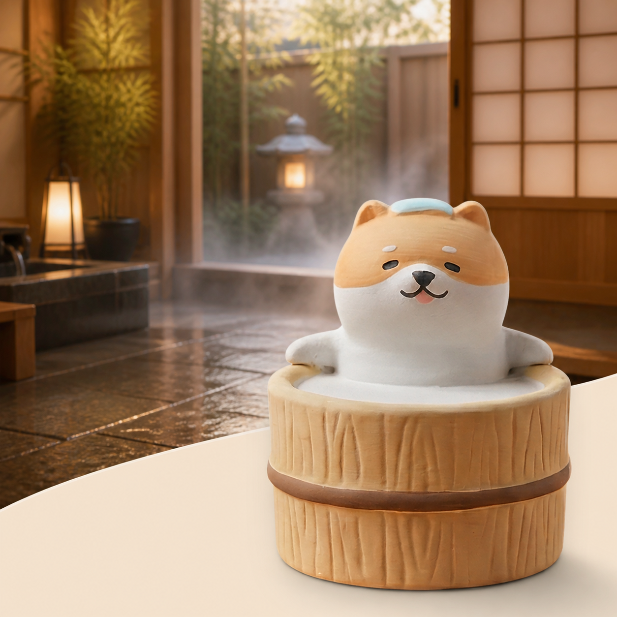 Yururi Biyori Aromafigur Shiba Inu (Hund) im Onsen