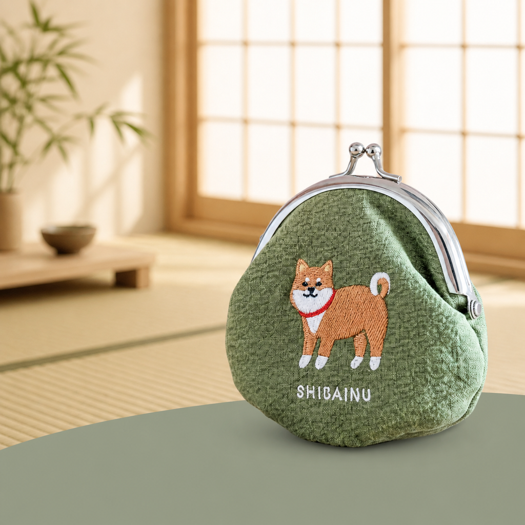 Stoff-Geldbörse Shiba Inu – gesticktes Motiv