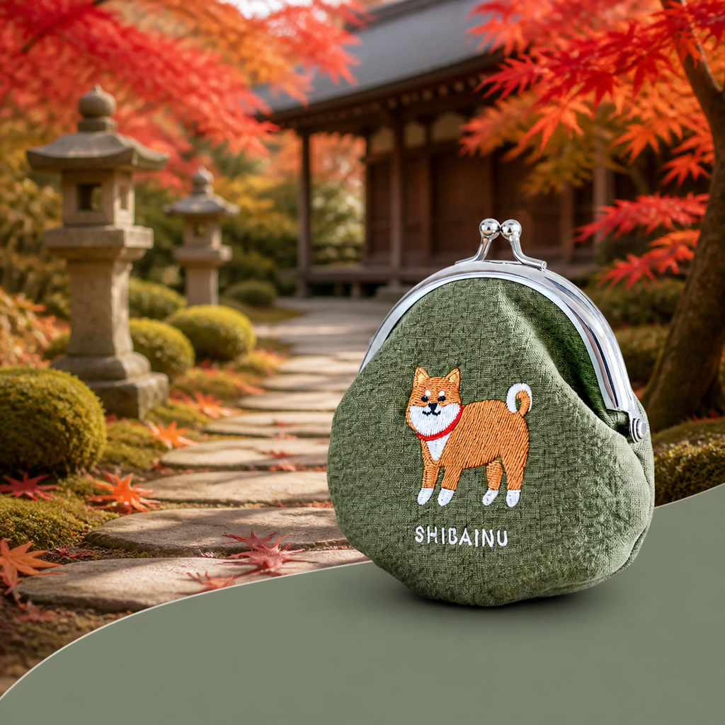 Stoff-Geldbörse Shiba Inu – gesticktes Motiv