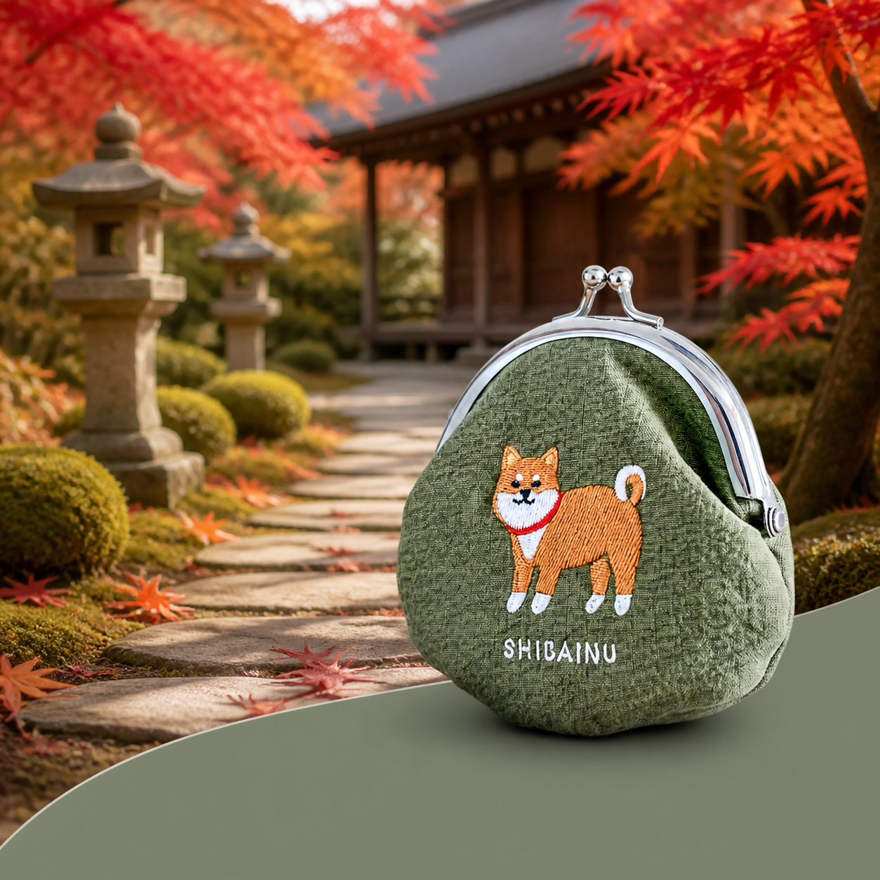 Stoff-Geldbörse Shiba Inu – gesticktes Motiv