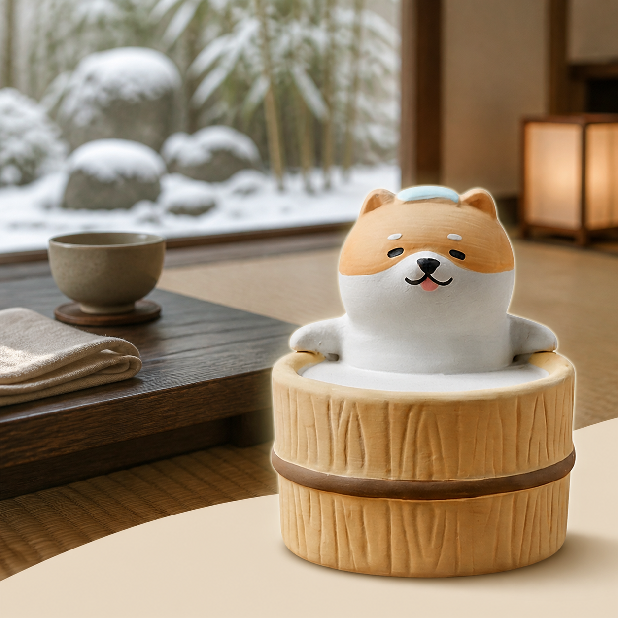 Yururi Biyori Aromafigur Shiba Inu (Hund) im Onsen