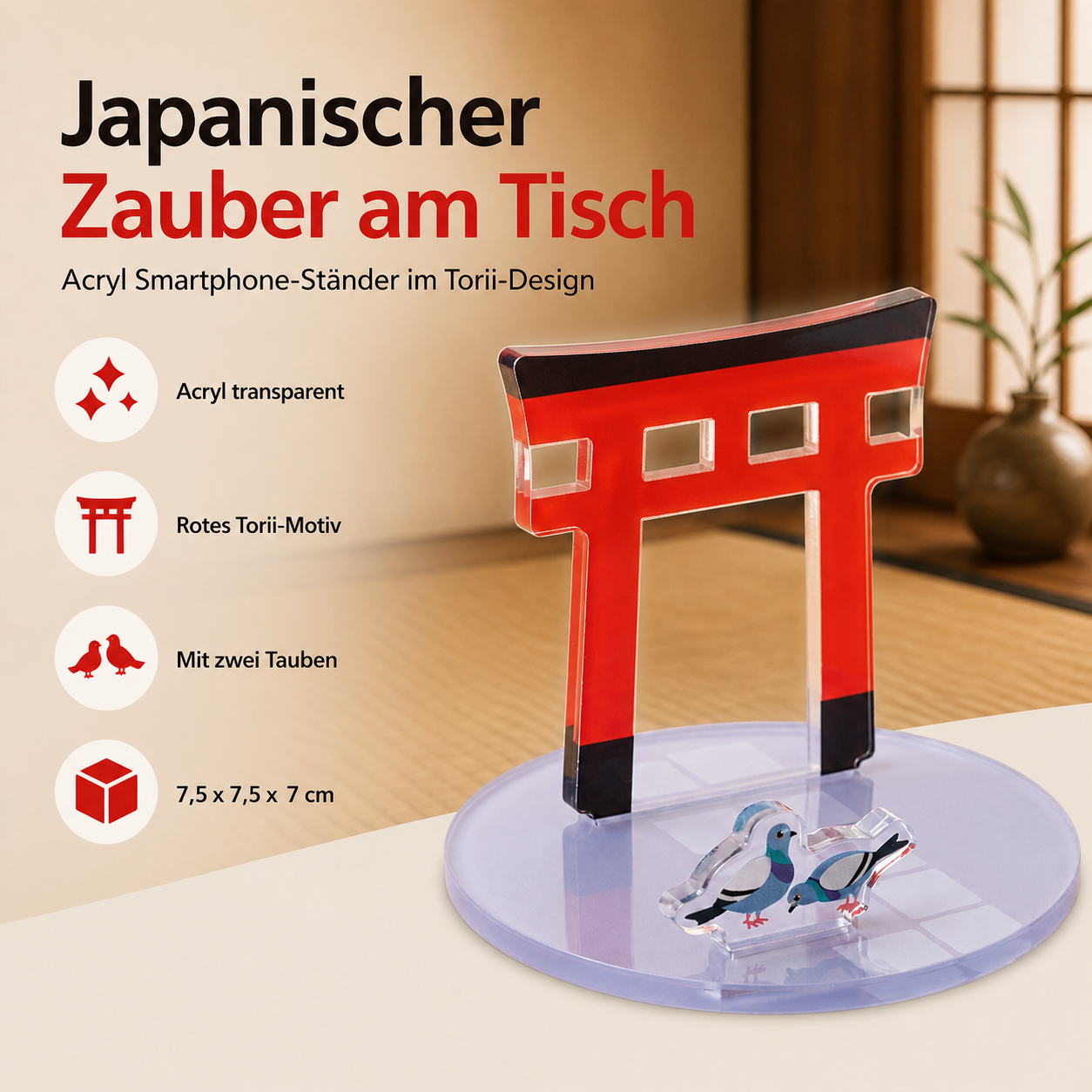 Acryl Smartphone-Ständer Torii – Japanisches Tor-Motiv