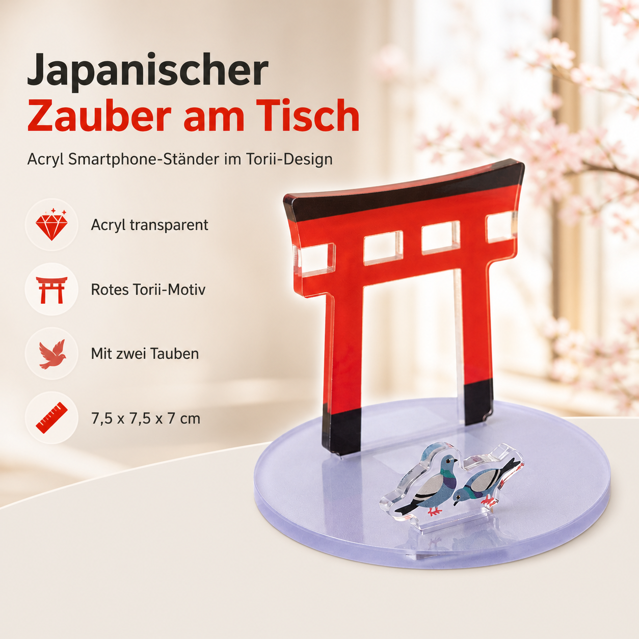 Acryl Smartphone-Ständer Torii – Japanisches Tor-Motiv