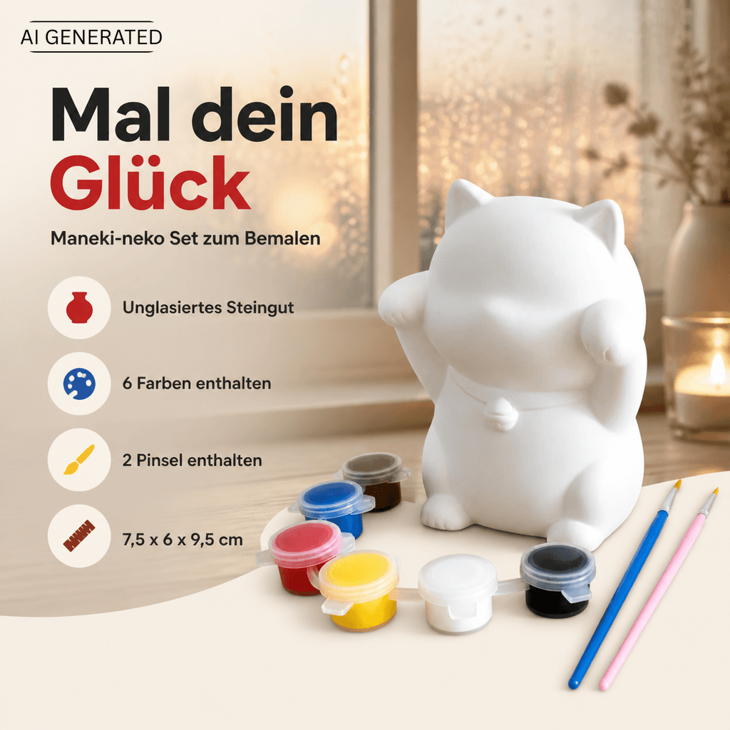 Nurie Mascot Bemalfigur Katze – DIY Glückskatze zum Selbstbemalen