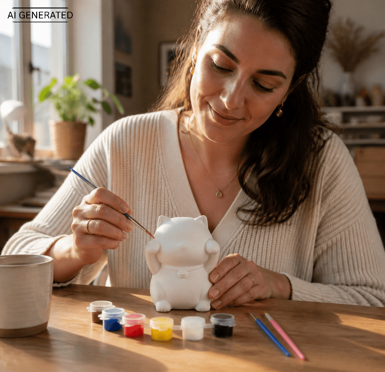 Nurie Mascot Bemalfigur Katze – DIY Glückskatze zum Selbstbemalen