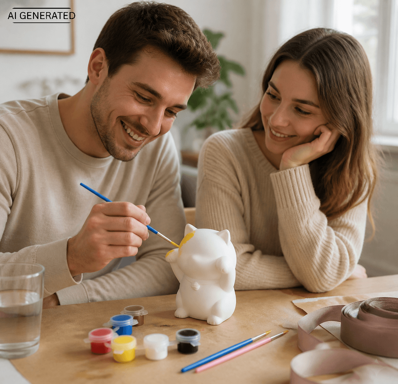 Nurie Mascot Bemalfigur Katze – DIY Glückskatze zum Selbstbemalen