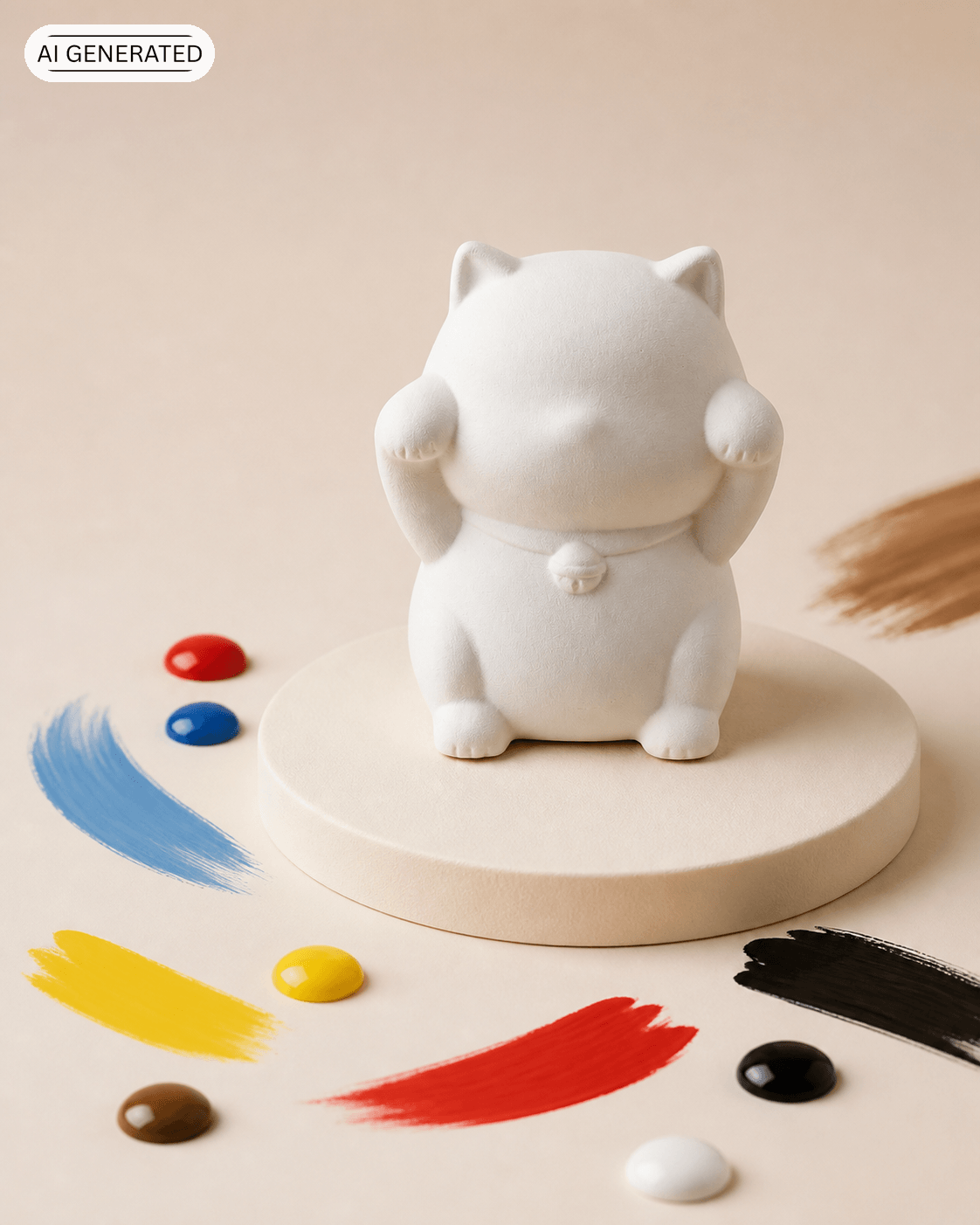 Nurie Mascot Bemalfigur Katze – DIY Glückskatze zum Selbstbemalen