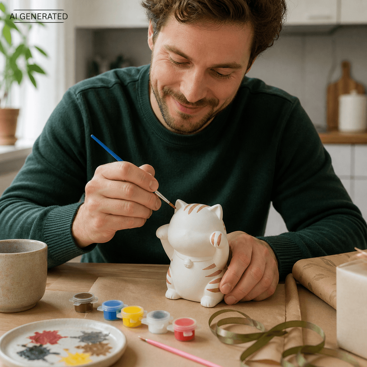 Nurie Mascot Bemalfigur Katze – DIY Glückskatze zum Selbstbemalen
