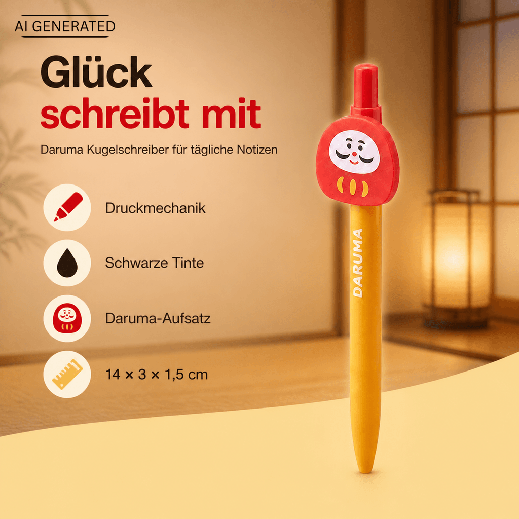 Kugelschreiber – Daruma Glücksbringer-Stift mit japanischem Design