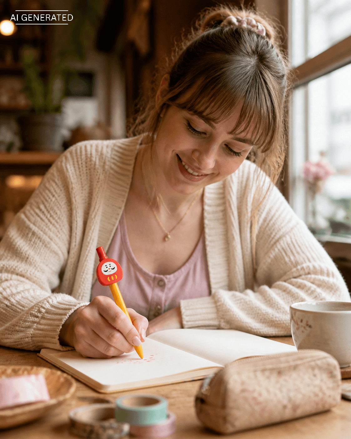 Kugelschreiber – Daruma Glücksbringer-Stift mit japanischem Design