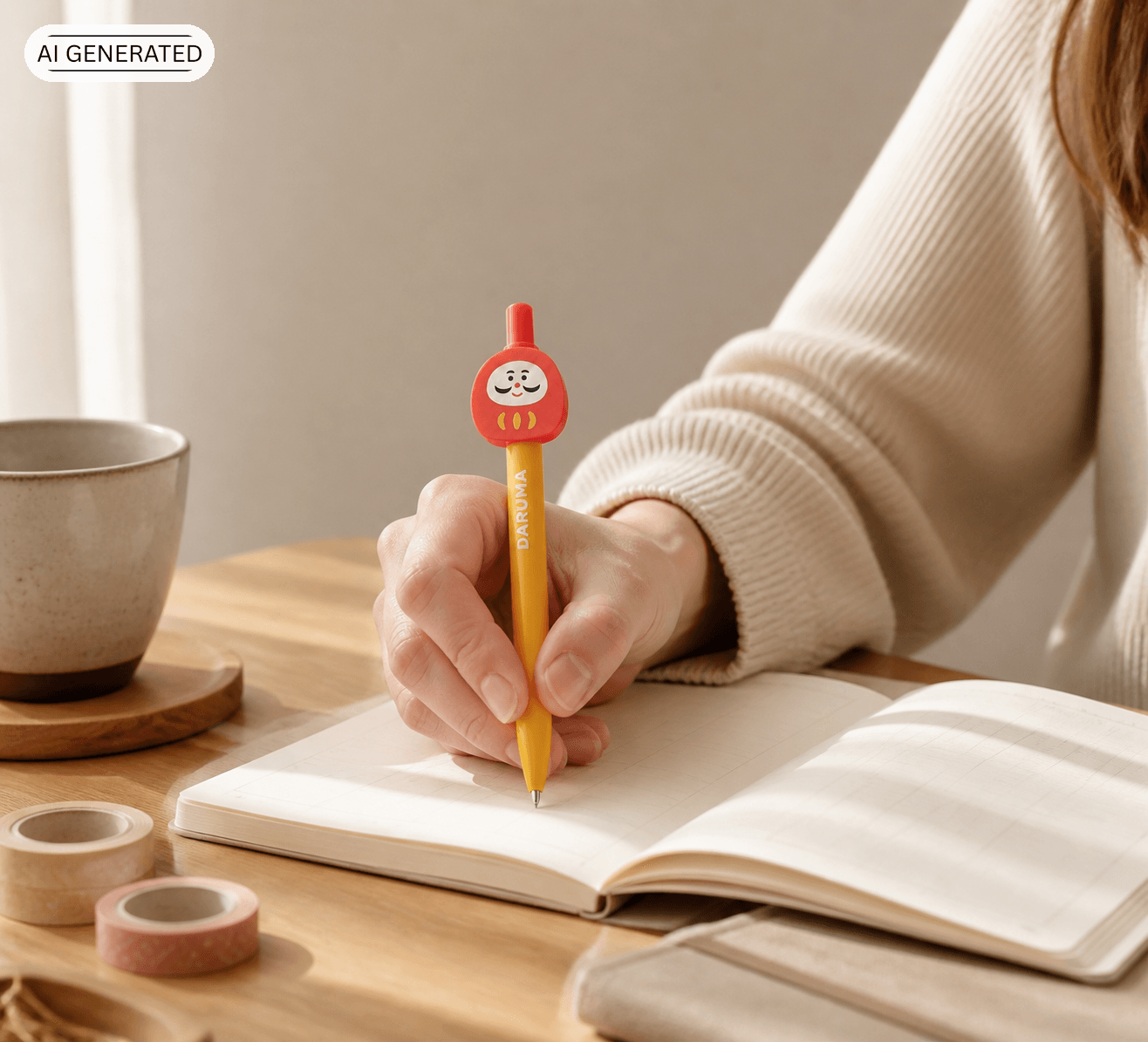 Kugelschreiber – Daruma Glücksbringer-Stift mit japanischem Design