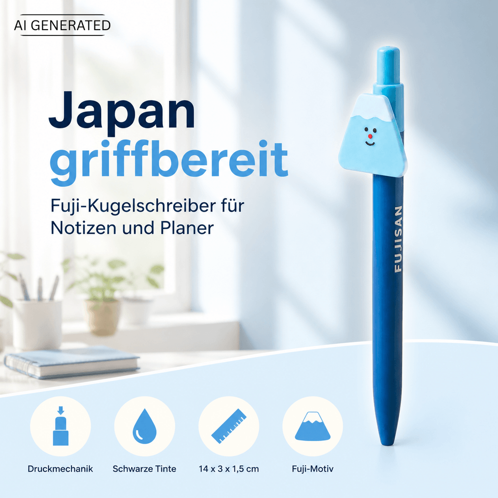 Fuji-san Kugelschreiber – Blauer Stift mit Berg-Motiv