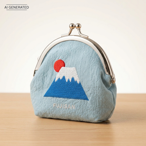 Stoff-Geldbörse Fujisan – japanische Gamaguchi mit Stickerei