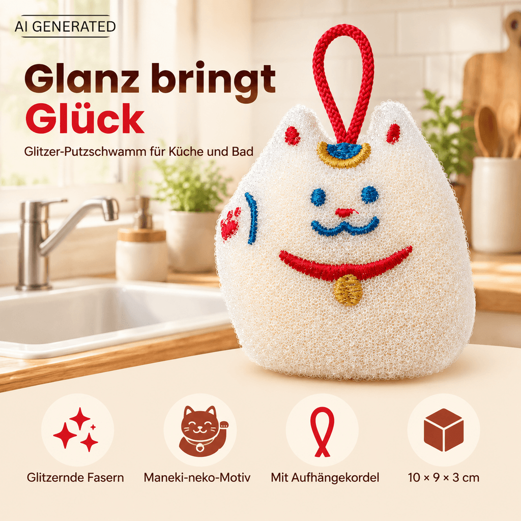 Reinigungsschwamm Maneki-neko Winkekatze