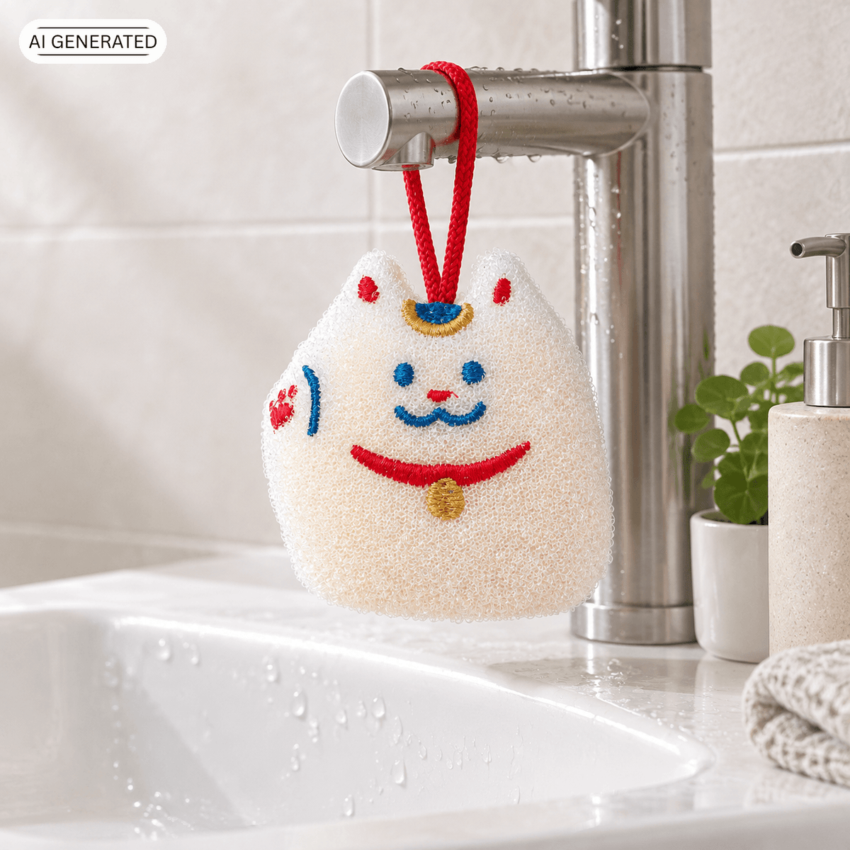 Reinigungsschwamm Maneki-neko Winkekatze