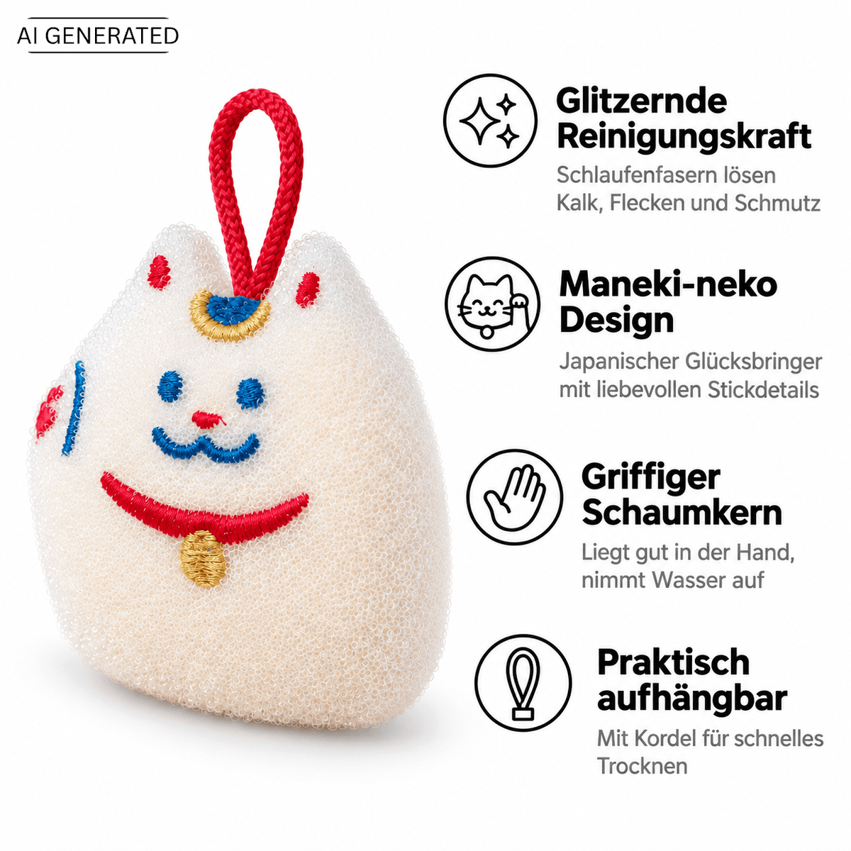 Reinigungsschwamm Maneki-neko Winkekatze