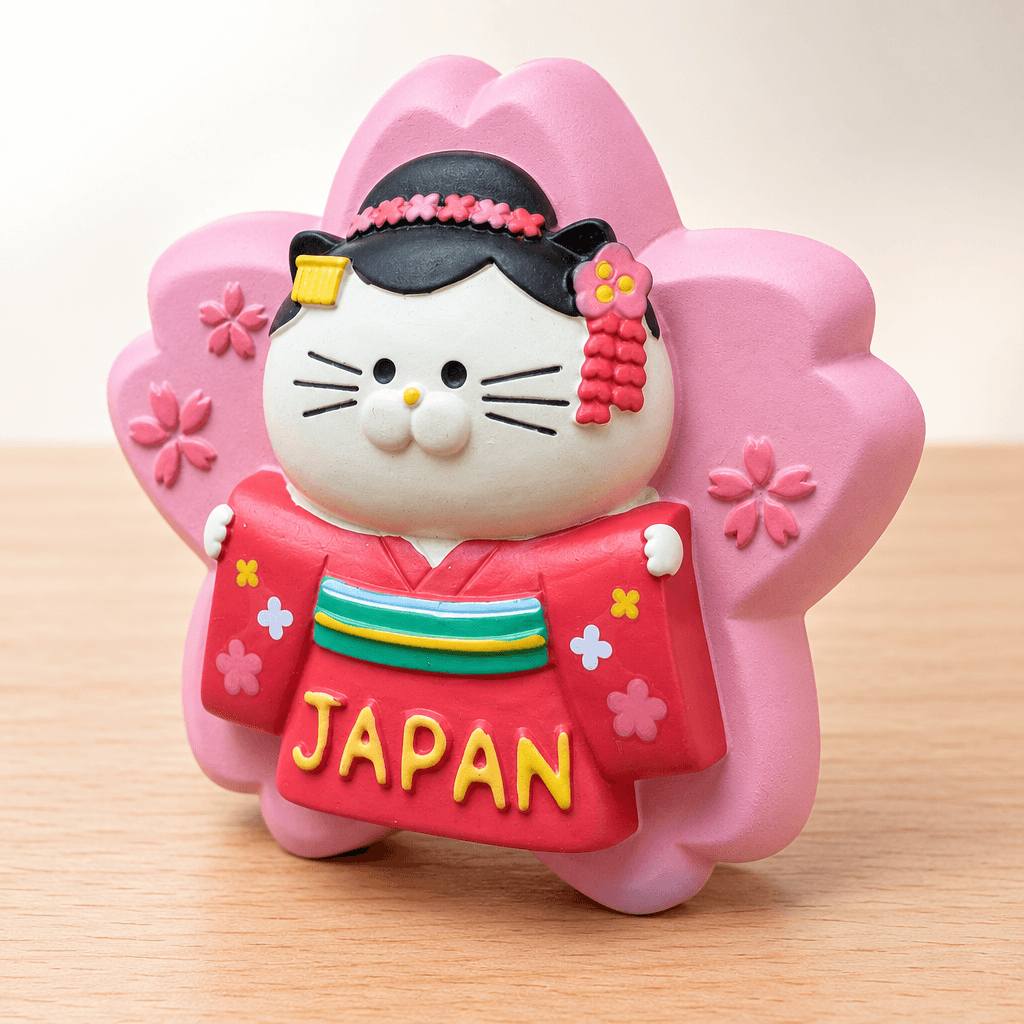 Omiyage-Magnet: Maiko-Katze auf Kirschblüte