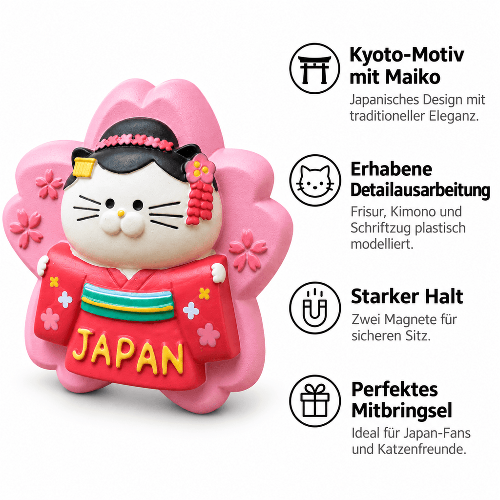 Omiyage-Magnet: Maiko-Katze auf Kirschblüte