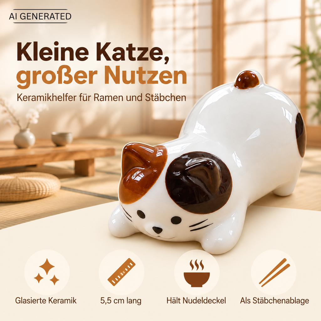 Deckelhalter und Stäbchenablage: Mike-neko für den Nudelbecher