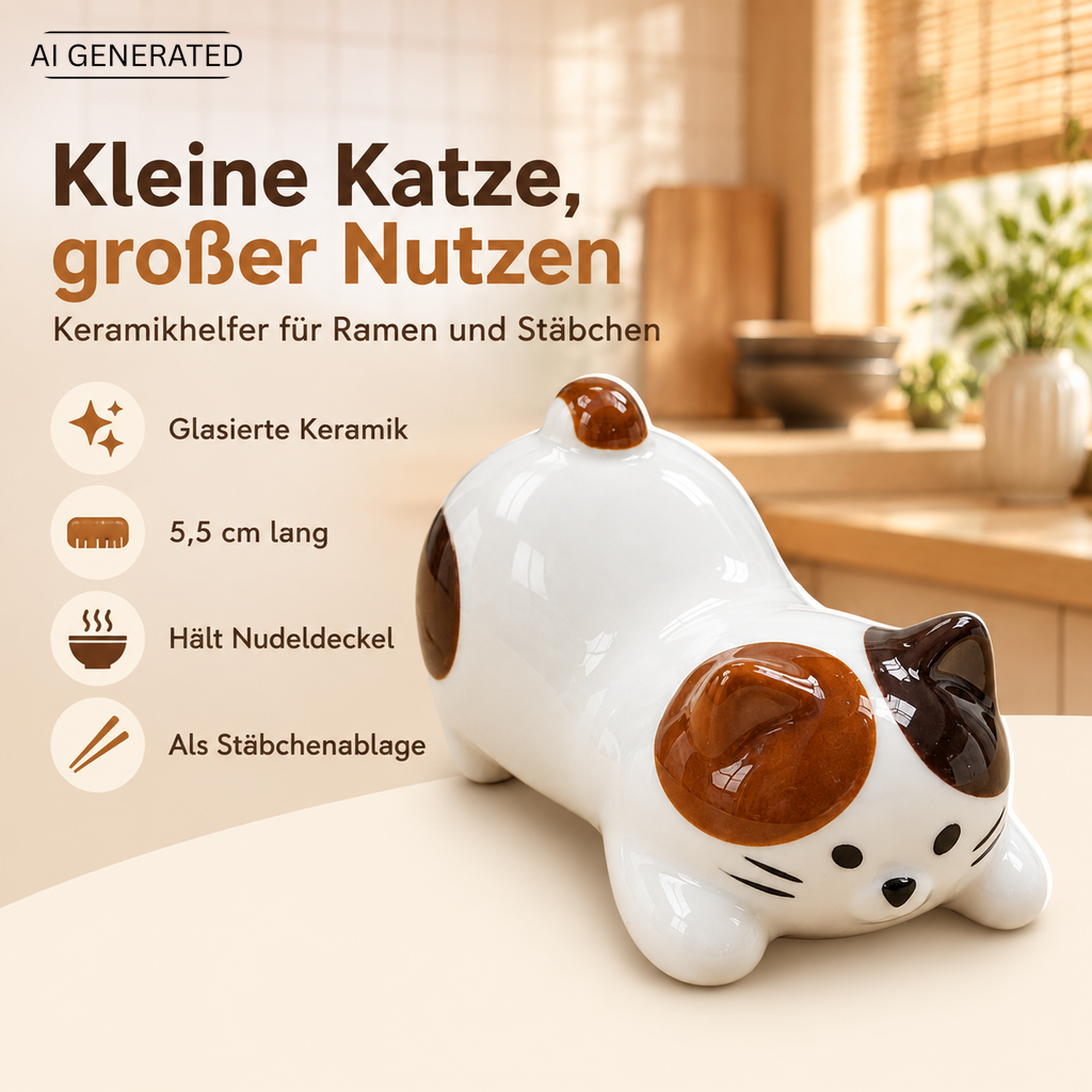 Deckelhalter und Stäbchenablage: Mike-neko für den Nudelbecher