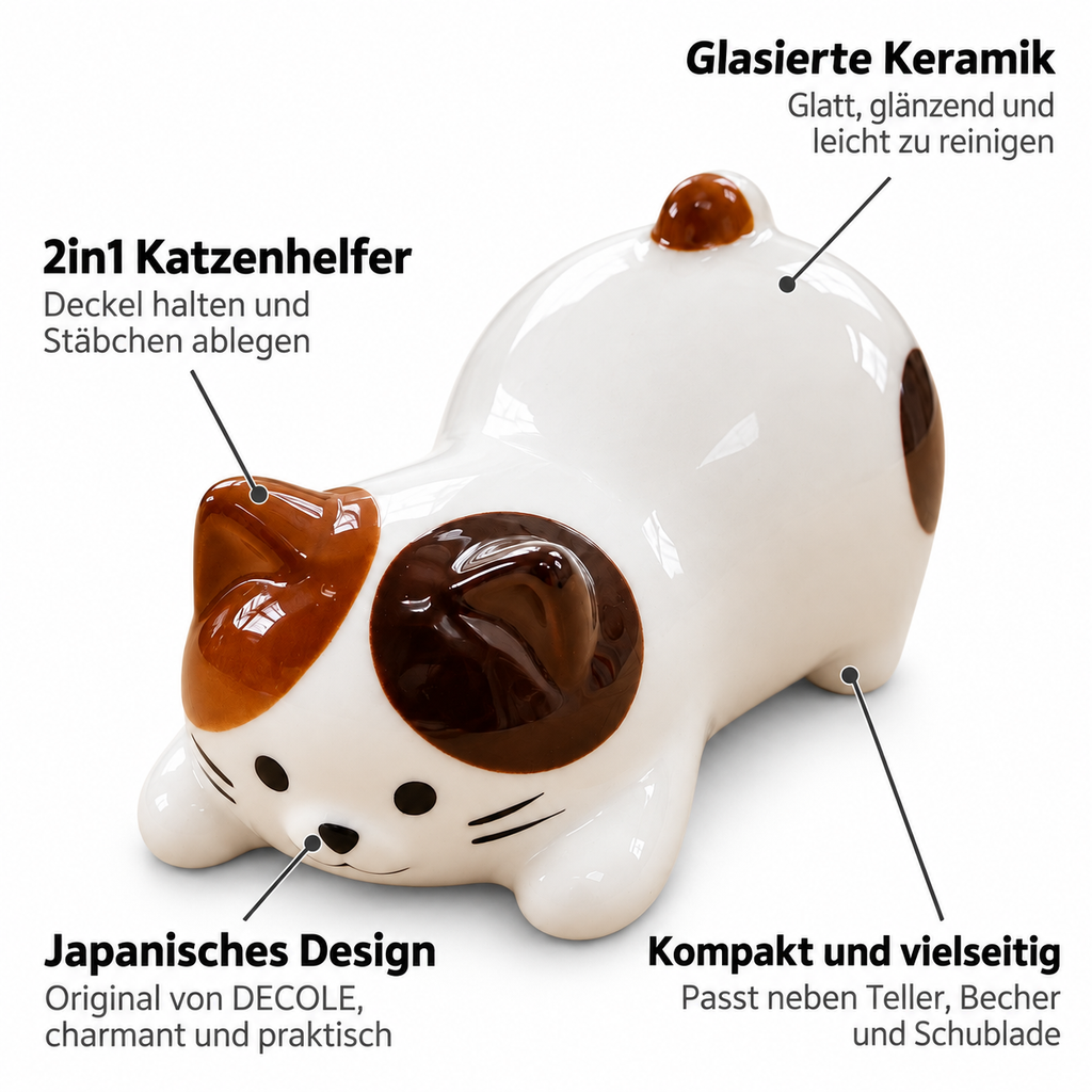 Deckelhalter und Stäbchenablage: Mike-neko für den Nudelbecher