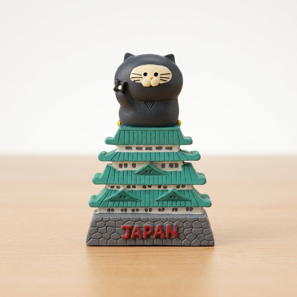 Japan Magnet Ninja Katze auf Burg