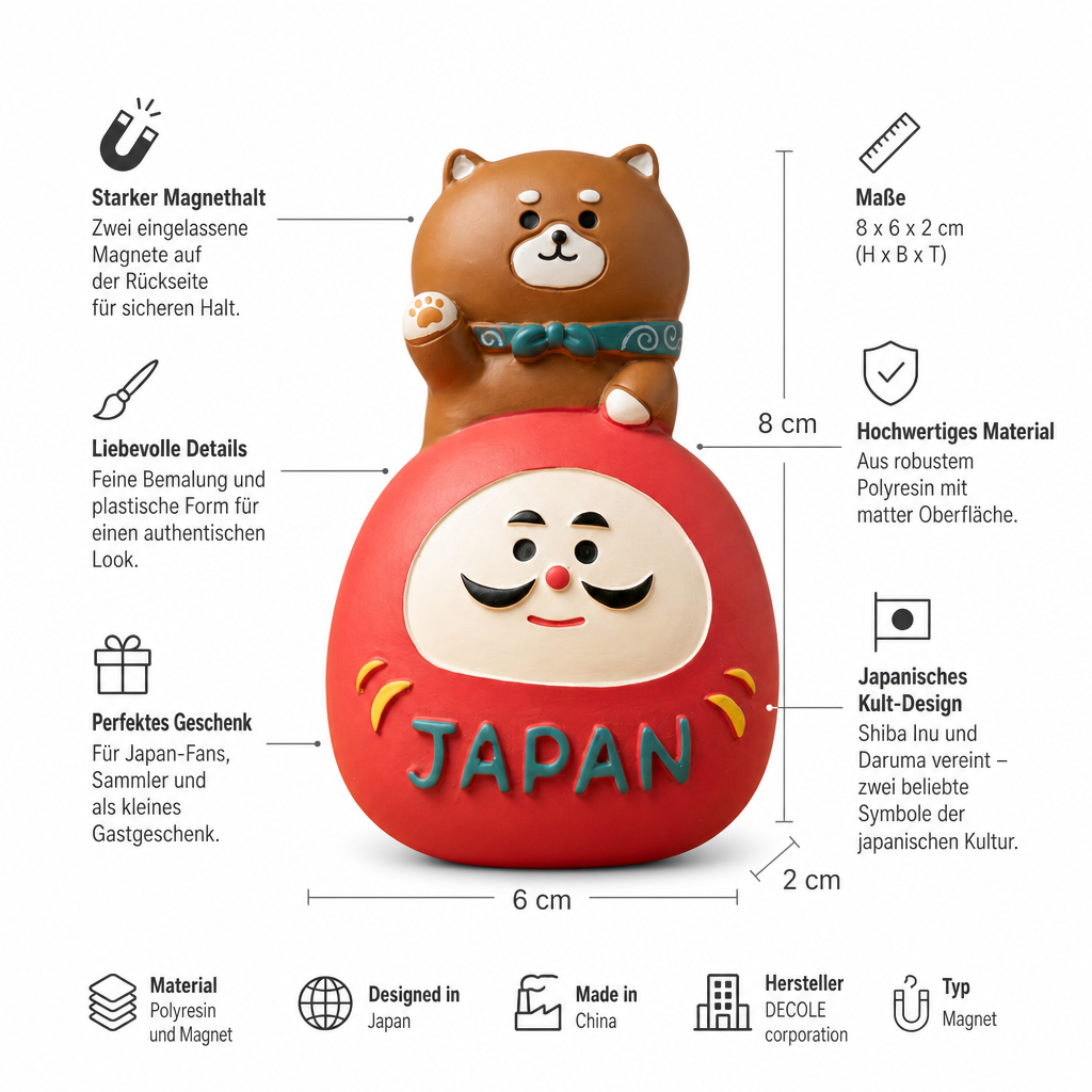 Japan Magnet Shiba Inu auf Daruma