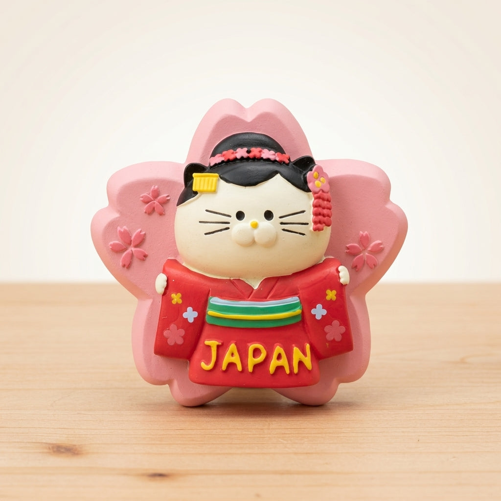 Japan Magnet Maiko-Katze auf Kirschblüte