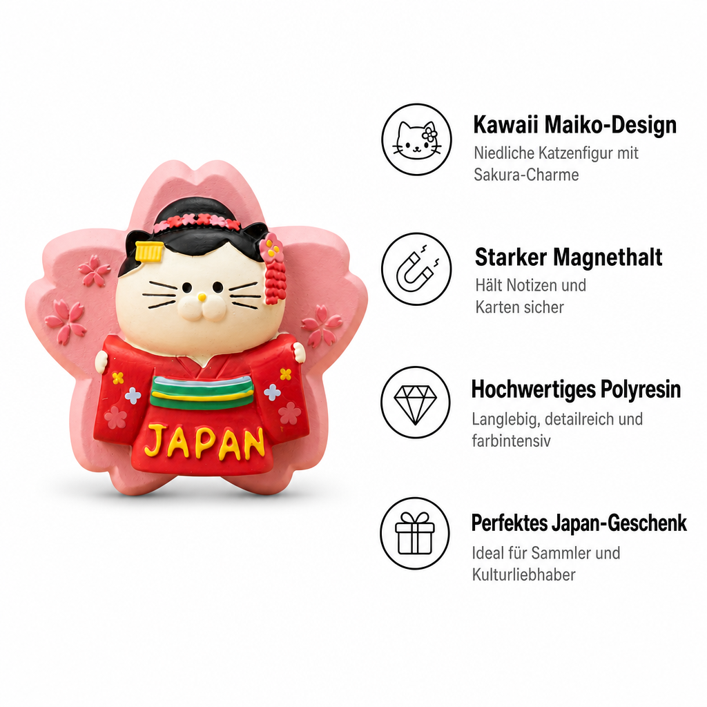 Japan Magnet Maiko-Katze auf Kirschblüte