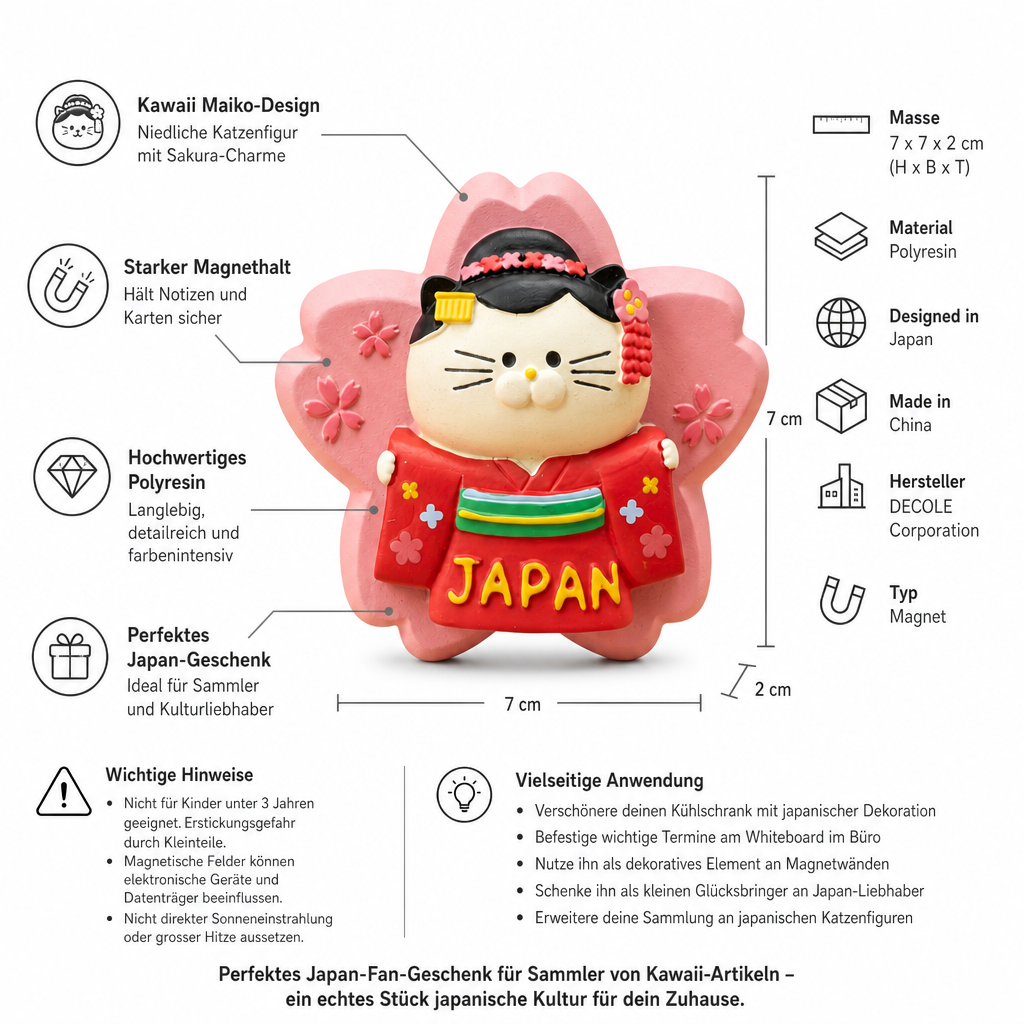 Japan Magnet Maiko-Katze auf Kirschblüte