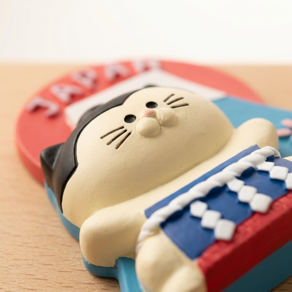 Japan Magnet Sumo Ringer Katze vor Mount Fuji