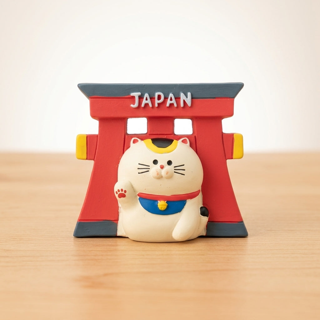 Japan Magnet Rotes Torii mit Maneki Neko Glückskatze