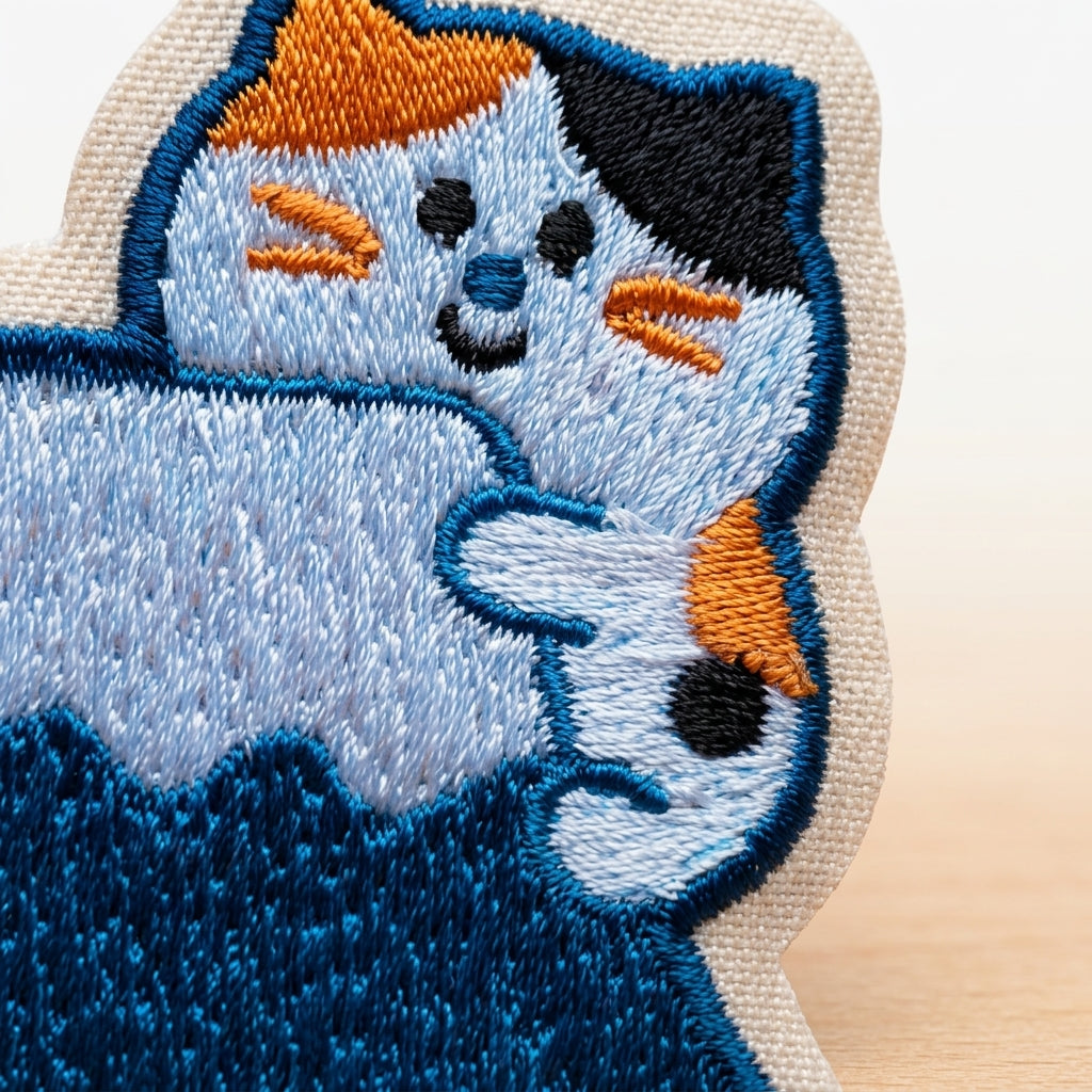 Bestickter Magnet Mount Fuji mit Katze – inspired-by-japan