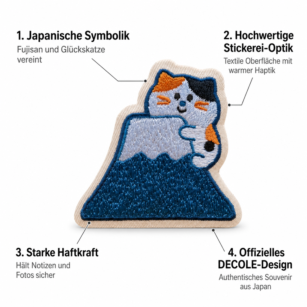 Bestickter Magnet Mount Fuji mit Katze