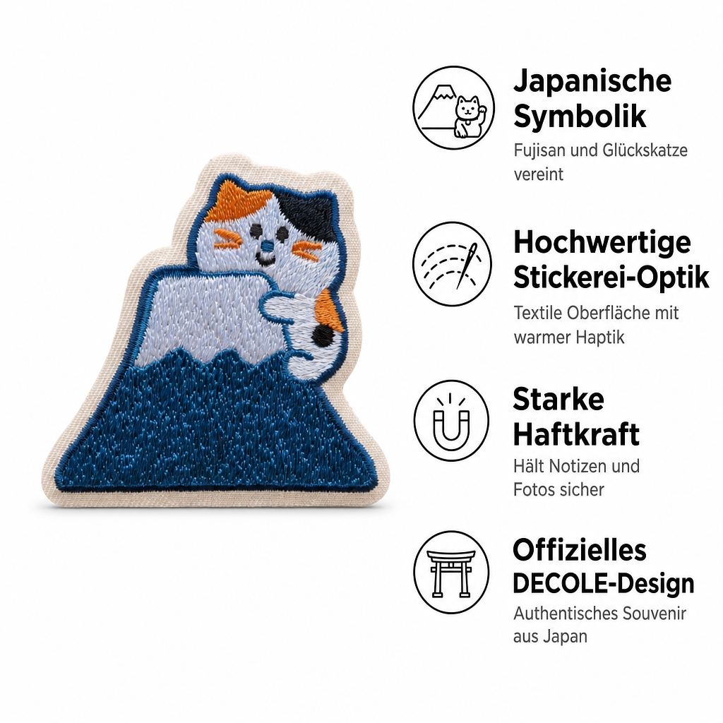 Bestickter Magnet Mount Fuji mit Katze