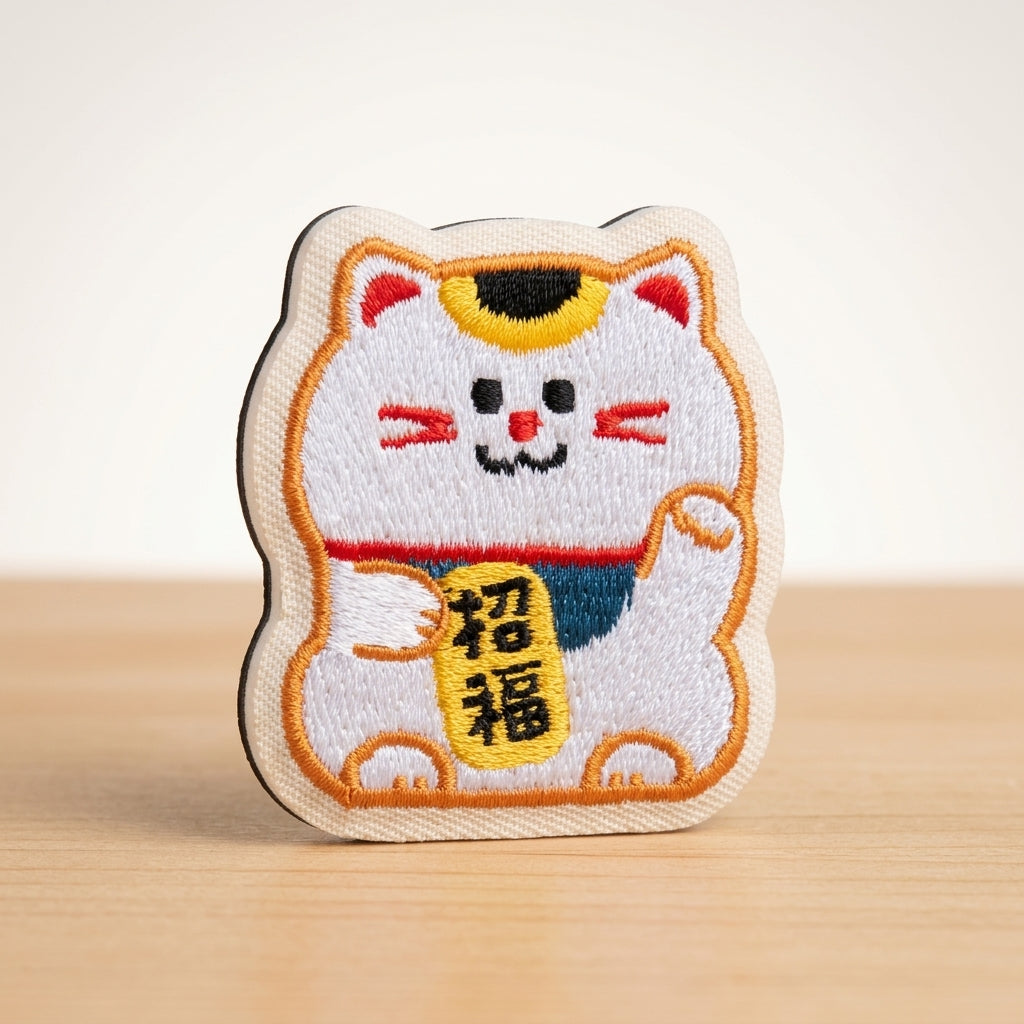 Bestickter Magnet Maneki Neko Glückskatze