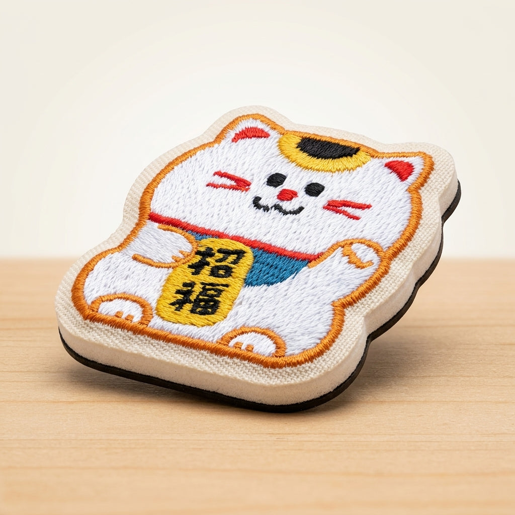 Bestickter Magnet Maneki Neko Glückskatze