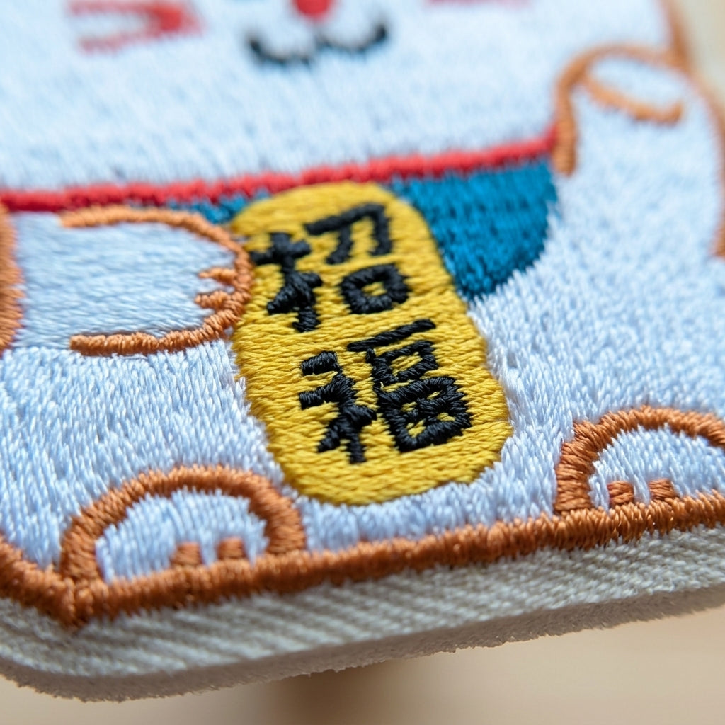 Bestickter Magnet Maneki Neko Glückskatze