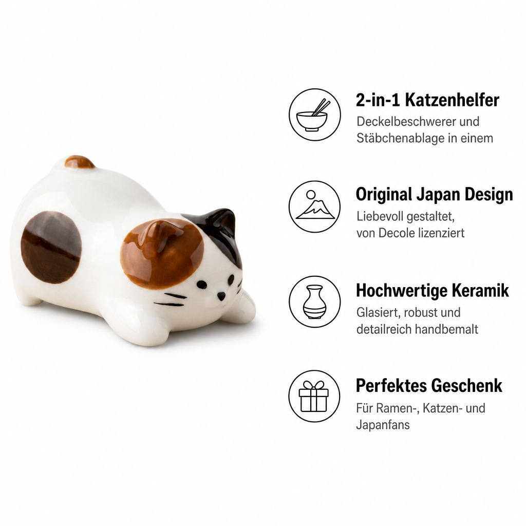 Decole Cup Noodle Deckelhalter und Stäbchenablage Neko Katze