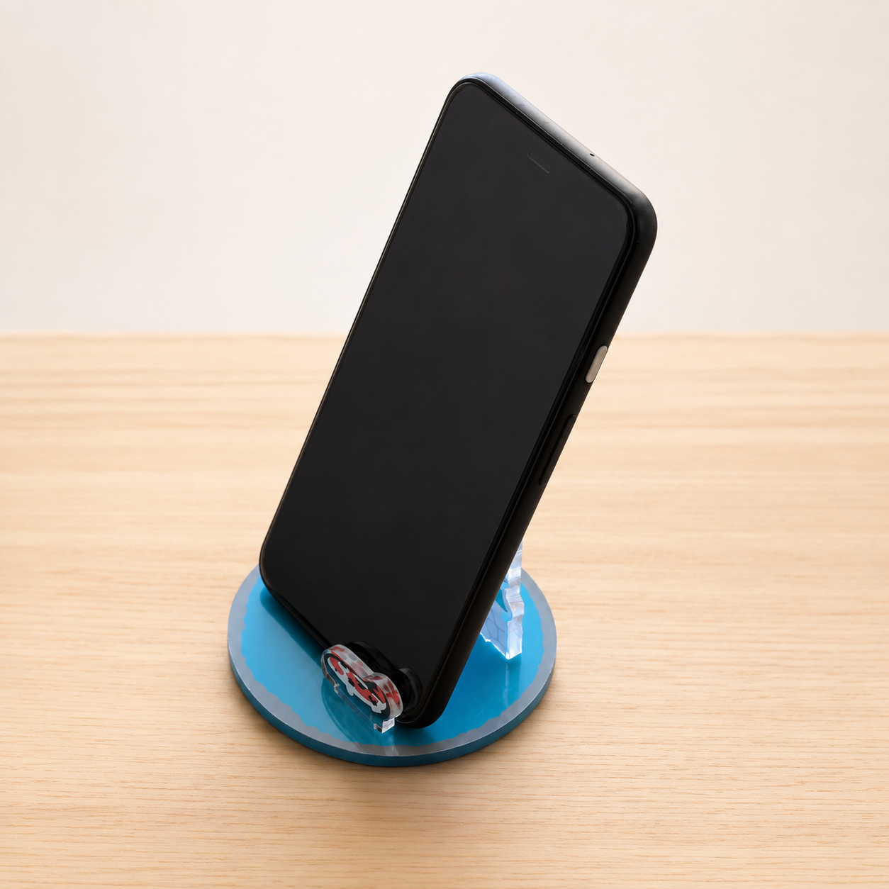 Acryl Smartphone-Ständer Japanische Burg – Motiv mit Koi-Fisch