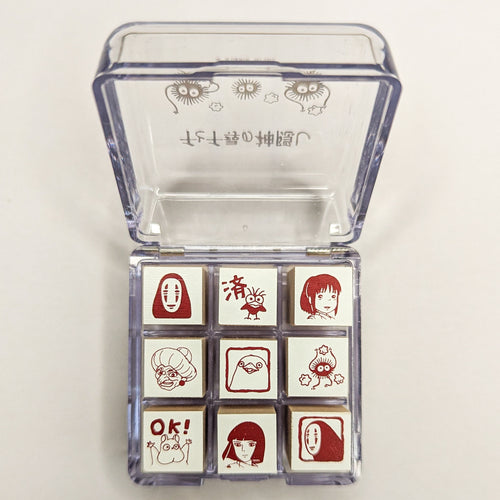 Studio Ghibli Stempel Set Chihiros Reise | Neun Mini-Stempel mit Chihiros Reise Charakteren und praktischer Aufbewahrungsbox