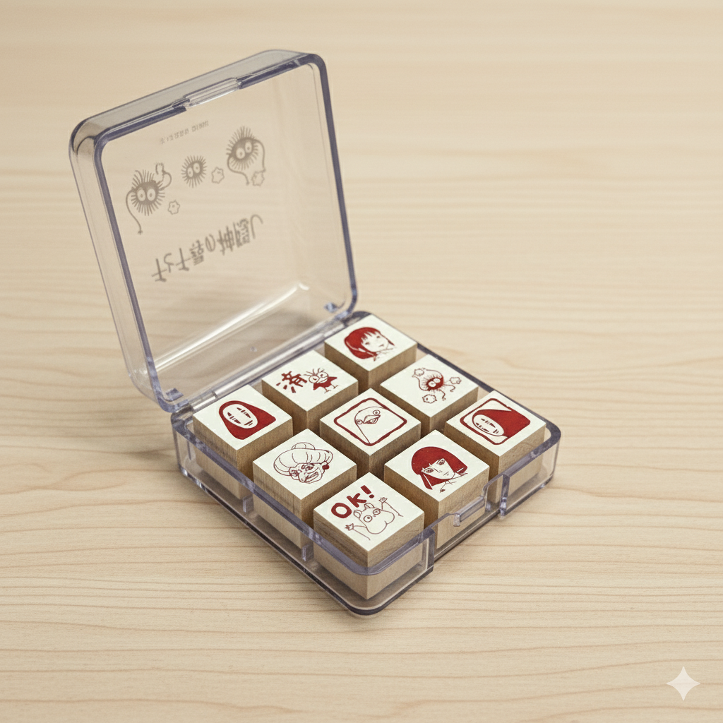 Studio Ghibli Stempel Set Chihiros Reise | Neun Mini-Stempel mit Chihiros Reise Charakteren und praktischer Aufbewahrungsbox