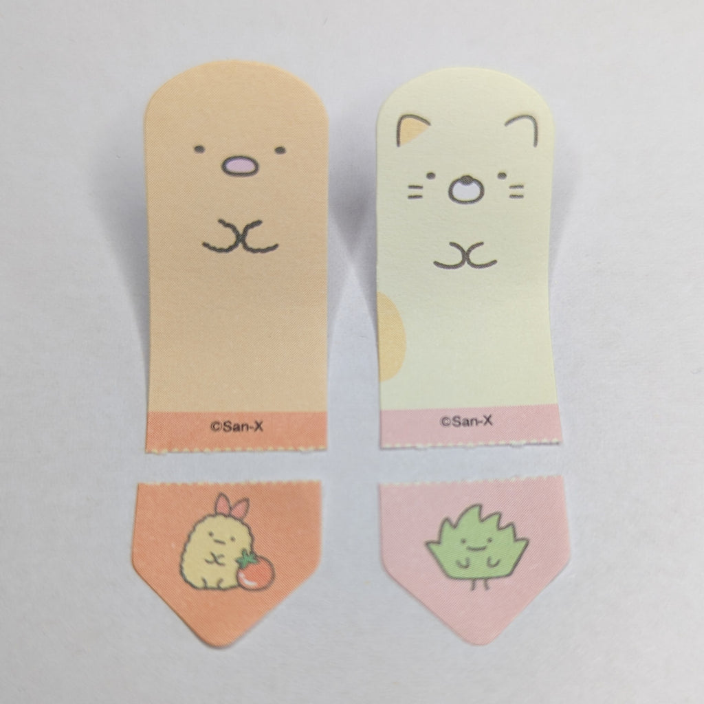 Sumikko Gurashi Notizzettel Set | Anwendungsbeispiel bei abgetrennter Hinweisspitze für Tonkatsu und Neko