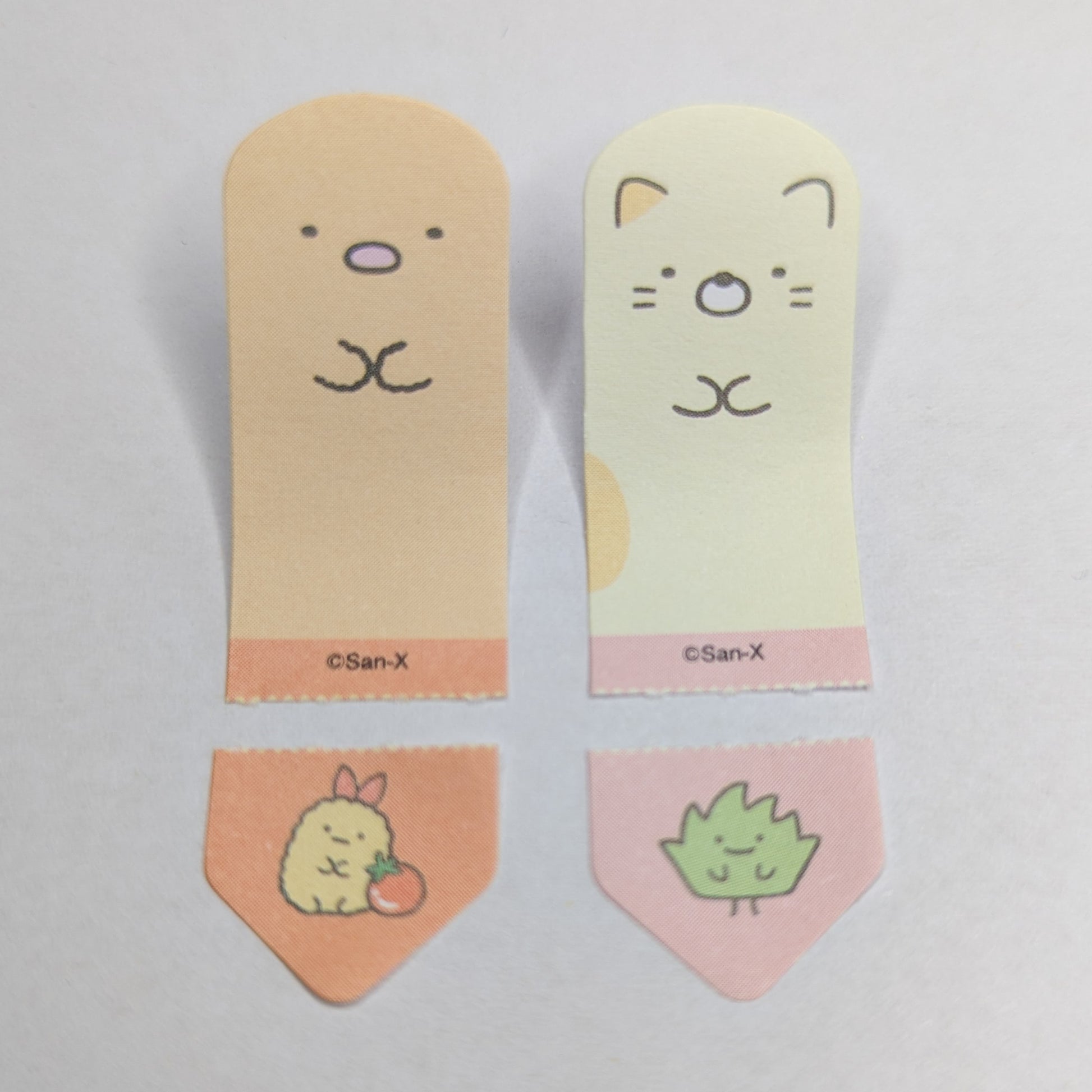 Sumikko Gurashi Notizzettel Set | Anwendungsbeispiel bei abgetrennter Hinweisspitze für Tonkatsu und Neko