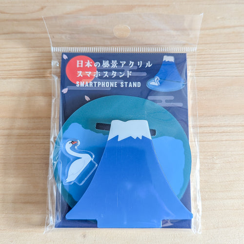 Acryl Smartphone-Ständer Fuji-san – Mount-Fuji-Design mit Schwan