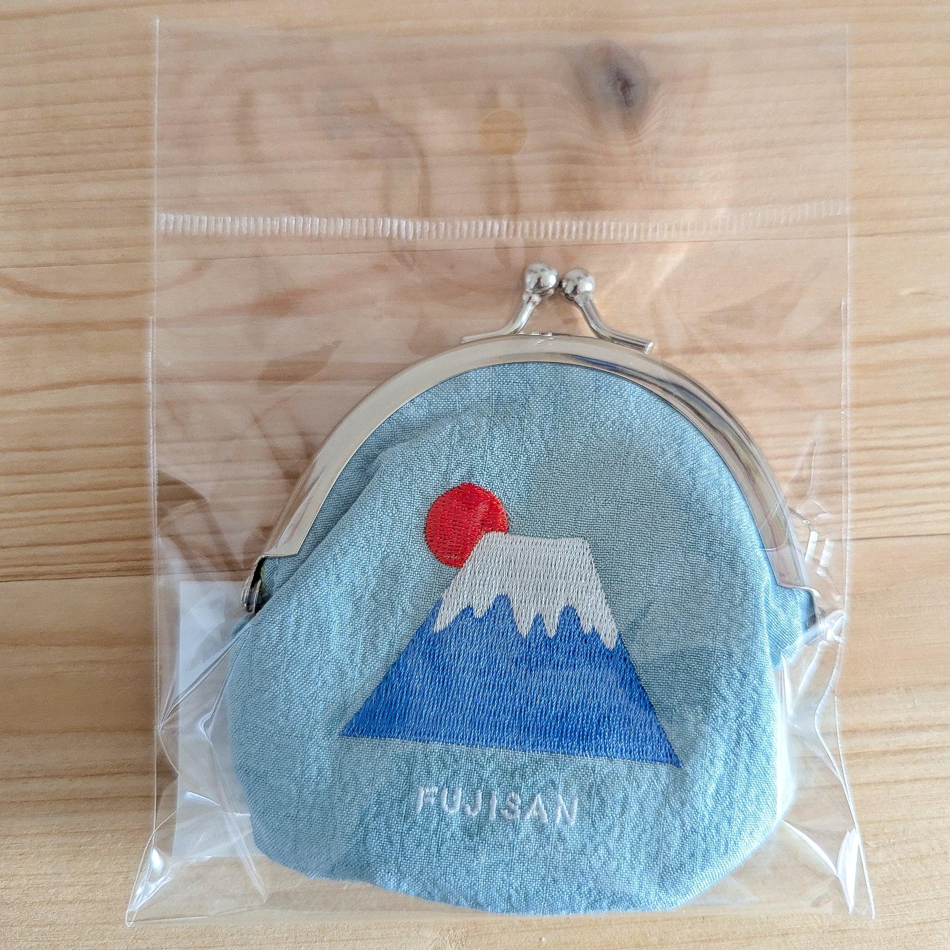 Stoff-Geldbörse Fujisan – Besticktes Bergmotiv mit Sonnenaufgang