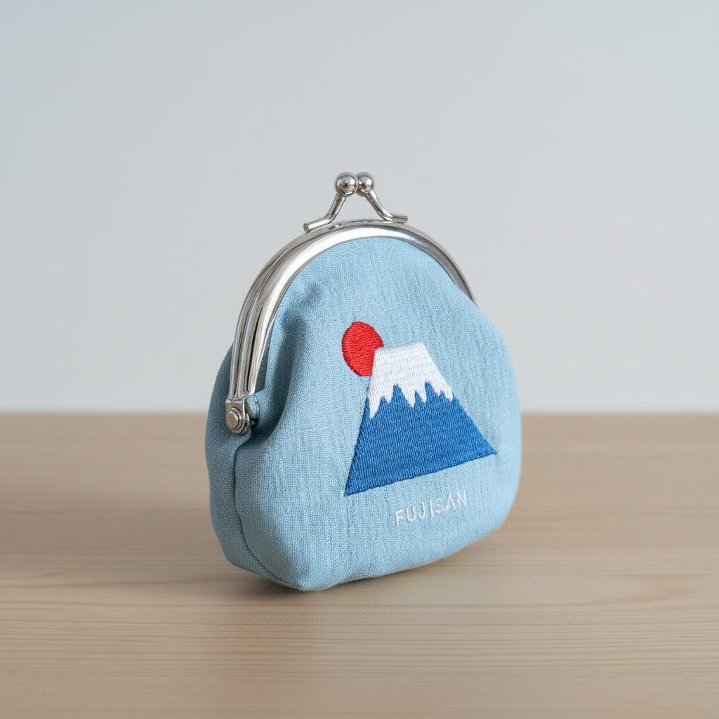 Stoff-Geldbörse Fujisan – Besticktes Bergmotiv mit Sonnenaufgang
