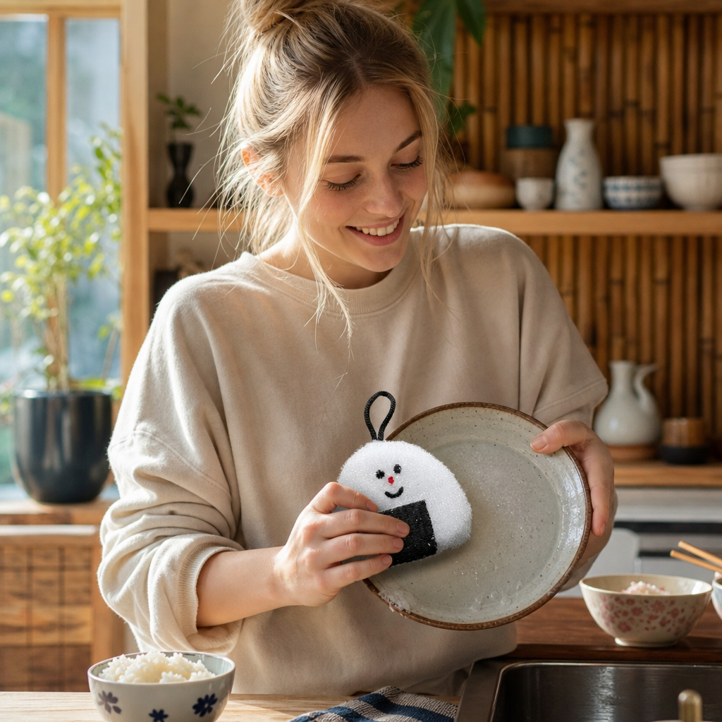 Decole Reinigungsschwamm Onigiri mit Aufhängeschlaufe