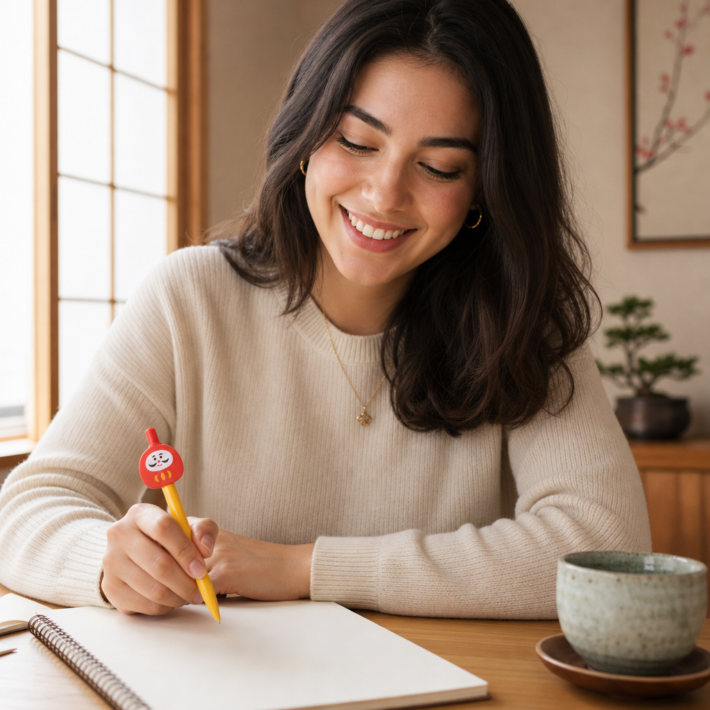 Kugelschreiber – Daruma Glücksbringer-Stift mit japanischem Design